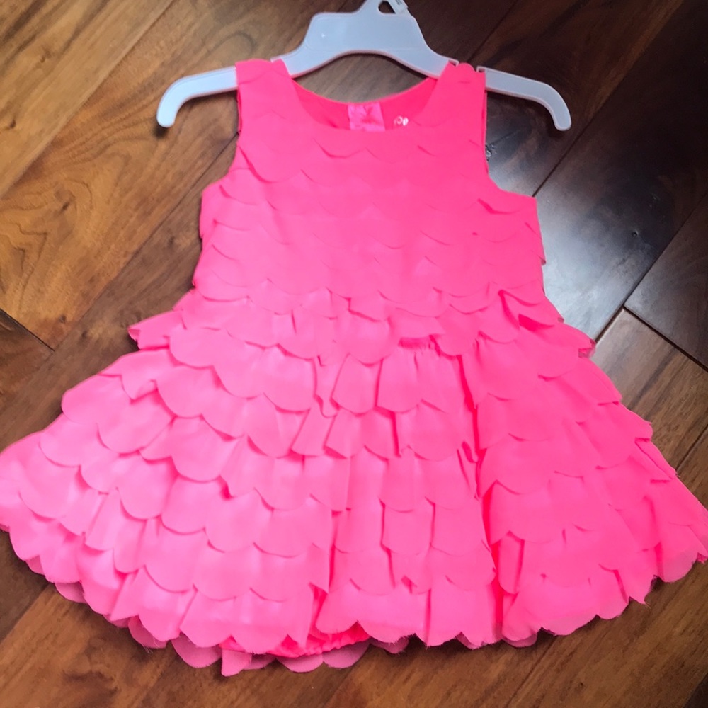 Cherokee Pink Dress Barbiecore Ruffle Tiered with Bloomers set Toddler size 18M